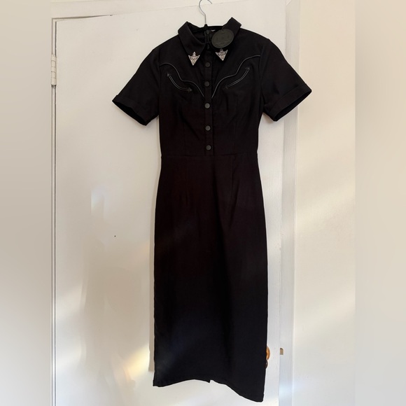 Retro Black Midi Pencil Dress - Picture 2 of 5